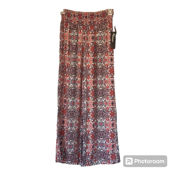 Gulli Red Festival Bohemian Festival Retro Wide Leg Elastic waist Size Large NWT - Picture 1 of 7